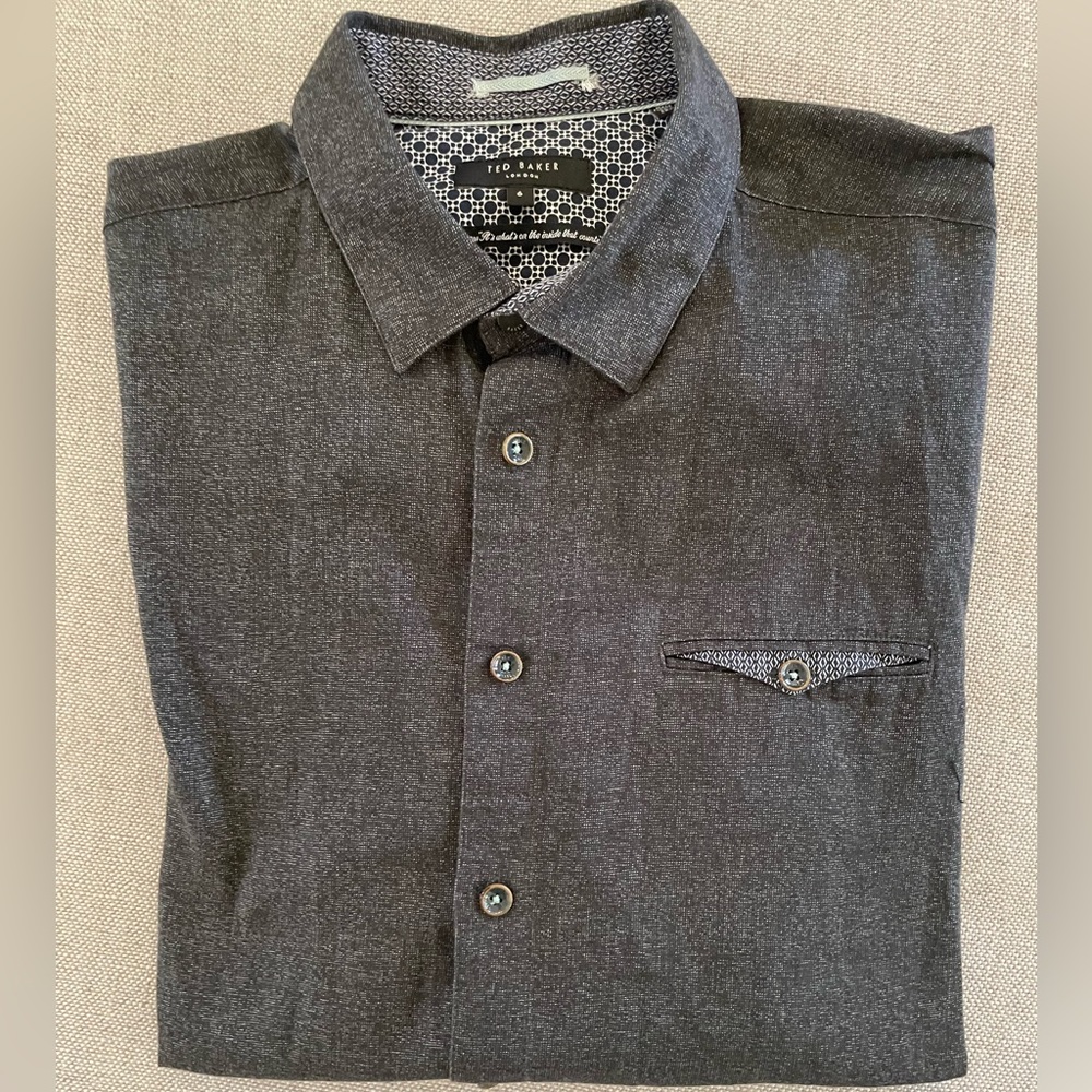 TED BAKER LONDON Contrast Trim Button Down Spread Collar Sport Shirt Size 6